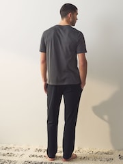 Slate Grey/Red Open Hem Cuffed Pyjamas 2 Pack - Image 4 of 11