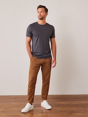 Grey Charcoal Marl Regular Fit Essential Crew Neck Cotton T-Shirt - Image 2 of 5