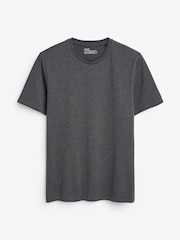 Grey Charcoal Marl Regular Fit Essential Crew Neck Cotton T-Shirt - Image 5 of 5