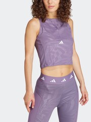 adidas Purple Techfit Printed Crop Vest - Image 4 of 7