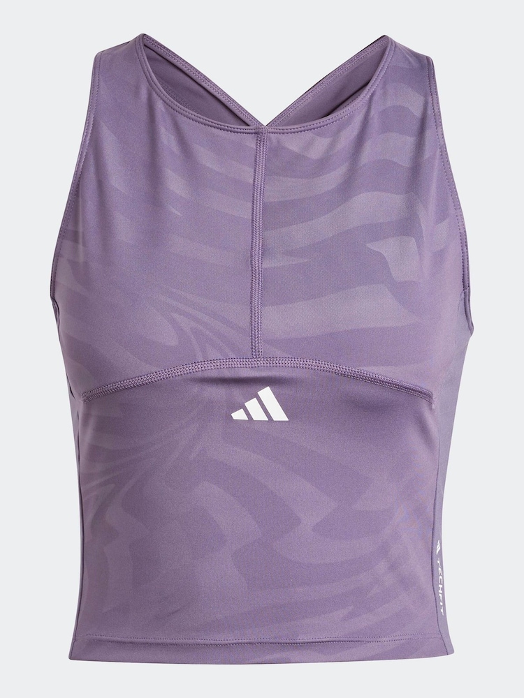 adidas Purple Techfit Printed Crop Vest - Image 7 of 7