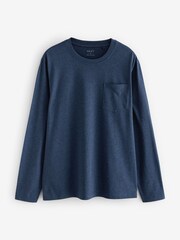 Navy Blue/Stone Long Sleeve Cuffed Pyjamas 2 Pack - Image 3 of 12