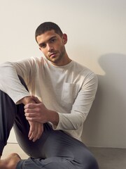 Navy Blue/Stone Long Sleeve Cuffed Pyjamas 2 Pack - Image 9 of 12