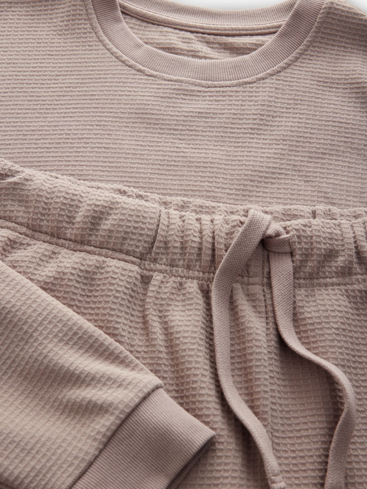 Stone Neutral Soft Waffle Long Sleeve Pyjamas Set - Image 11 of 11