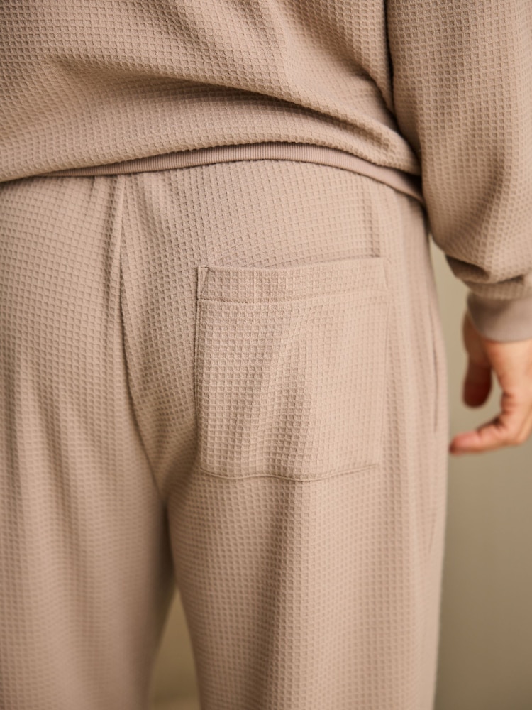 Stone Neutral Soft Waffle Long Sleeve Pyjamas Set - Image 5 of 11