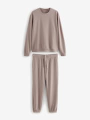 Stone Neutral Soft Waffle Long Sleeve Pyjamas Set - Image 7 of 11