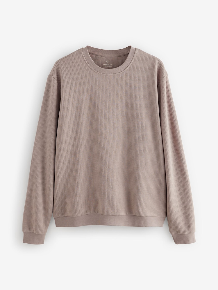Stone Neutral Soft Waffle Long Sleeve Pyjamas Set - Image 8 of 11