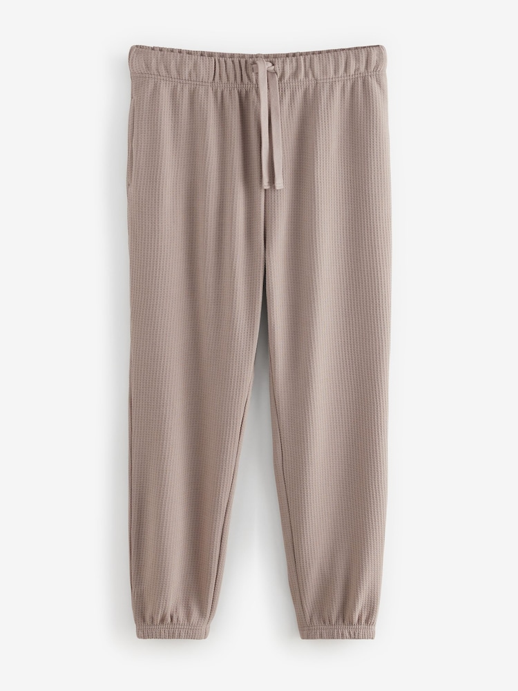 Stone Neutral Soft Waffle Long Sleeve Pyjamas Set - Image 9 of 11
