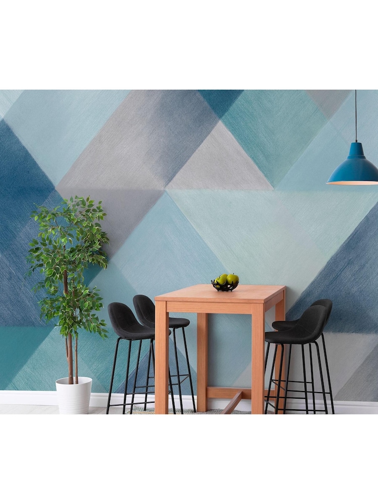 Eighty Two Blue Exclusive To Next Chalky Geo Wall Mural - Image 1 of 2