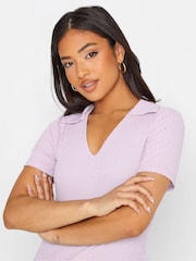 PixieGirl Petite Purple Polo Ribbed Top 2 Pack - Image 5 of 8