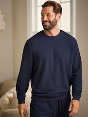Navy Blue Soft Waffle Long Sleeve Pyjamas Set - Image 1 of 12