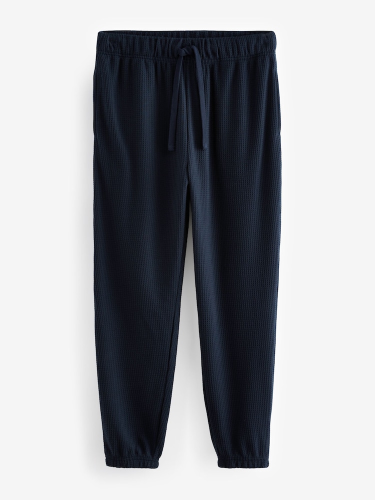 Navy Blue Soft Waffle Long Sleeve Pyjamas Set - Image 10 of 12