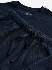 Navy Blue Soft Waffle Long Sleeve Pyjamas Set - Image 11 of 12