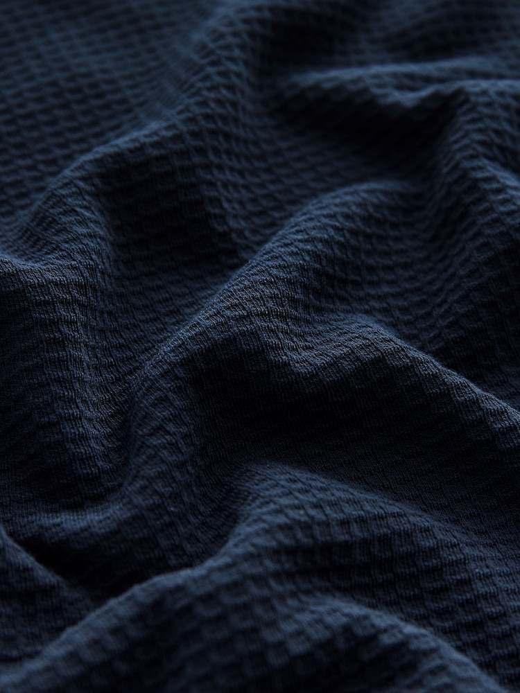 Navy Blue Soft Waffle Long Sleeve Pyjamas Set - Image 12 of 12