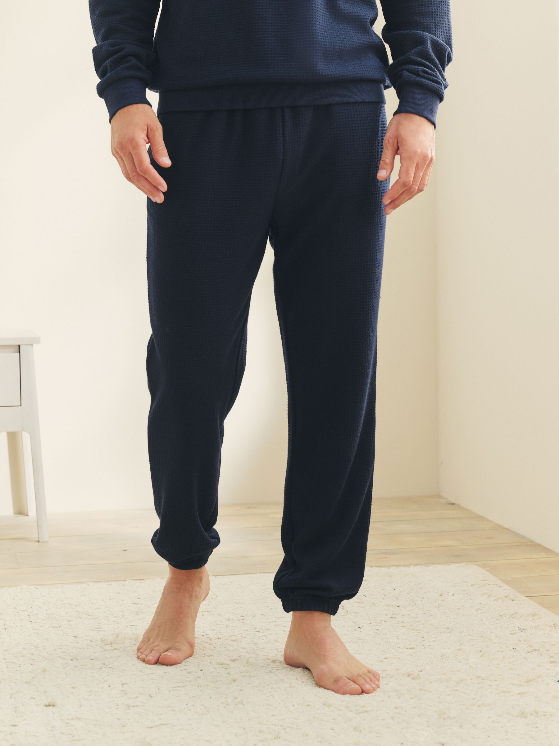 Buy Navy Blue Soft Waffle Long Sleeve Pyjamas Set from the