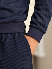 Navy Blue Soft Waffle Long Sleeve Pyjamas Set - Image 7 of 12