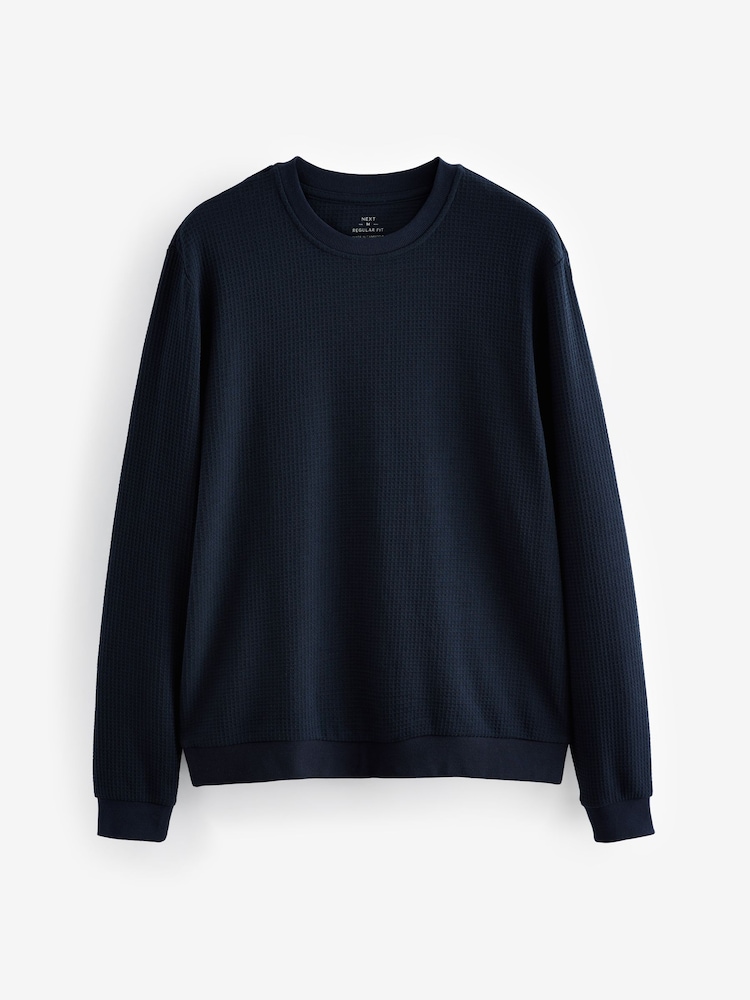 Navy Blue Soft Waffle Long Sleeve Pyjamas Set - Image 9 of 12