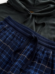 Grey/Navy Blue Check Thermal Long Sleeve Pyjamas Hoodie Set - Image 12 of 13