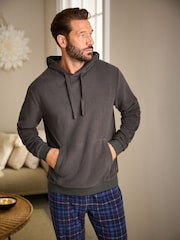 Grey/Navy Blue Check Thermal Long Sleeve Pyjamas Hoodie Set - Image 2 of 13