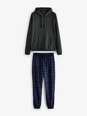 Grey/Navy Blue Check Thermal Long Sleeve Pyjamas Hoodie Set - Image 9 of 13