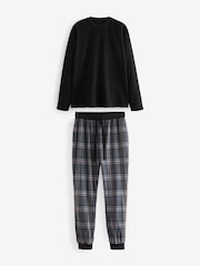Black/Grey Thermal Long Sleeve Crew Pyjamas Set - Image 7 of 12