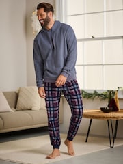 Red/Blue Check Thermal Long Sleeve Pyjamas Hoodie Set - Image 1 of 11
