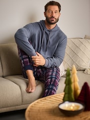 Red/Blue Check Thermal Long Sleeve Pyjamas Hoodie Set - Image 2 of 11