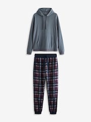 Red/Blue Check Thermal Long Sleeve Pyjamas Hoodie Set - Image 6 of 11
