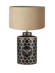 Pacific Black Honeycomb Bee Hand Painted Metal Table Lamp - Image 2 of 3