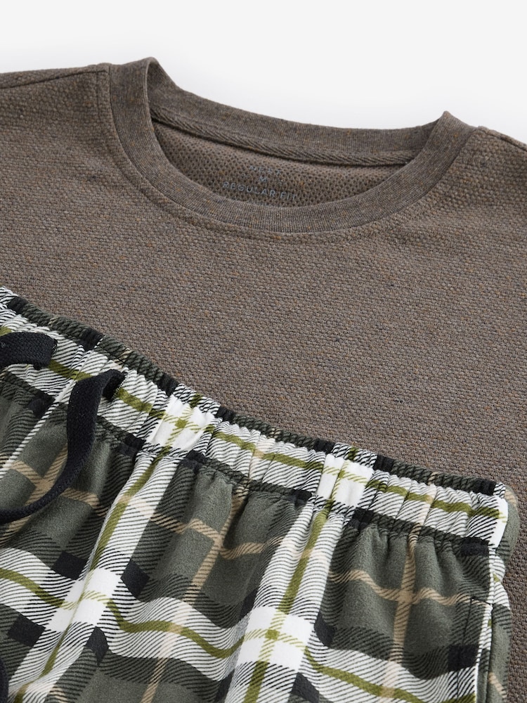 Pierre/Vert Check - Ensemble pyjama court confortable Motionflex - Image 10 of 11