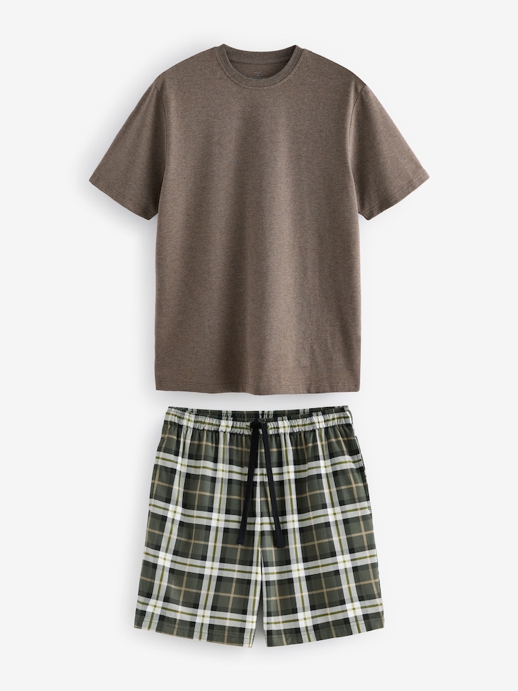 Pierre/Vert Check - Ensemble pyjama court confortable Motionflex - Image 7 of 11