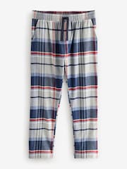 Blue/Grey Short Sleeve 100% Cotton Woven Pyjamas Set - Image 8 of 10