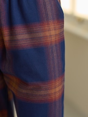 Orange/Navy Blue Check Crew Neck Sweatshirt Pyjamas Set - Image 8 of 14