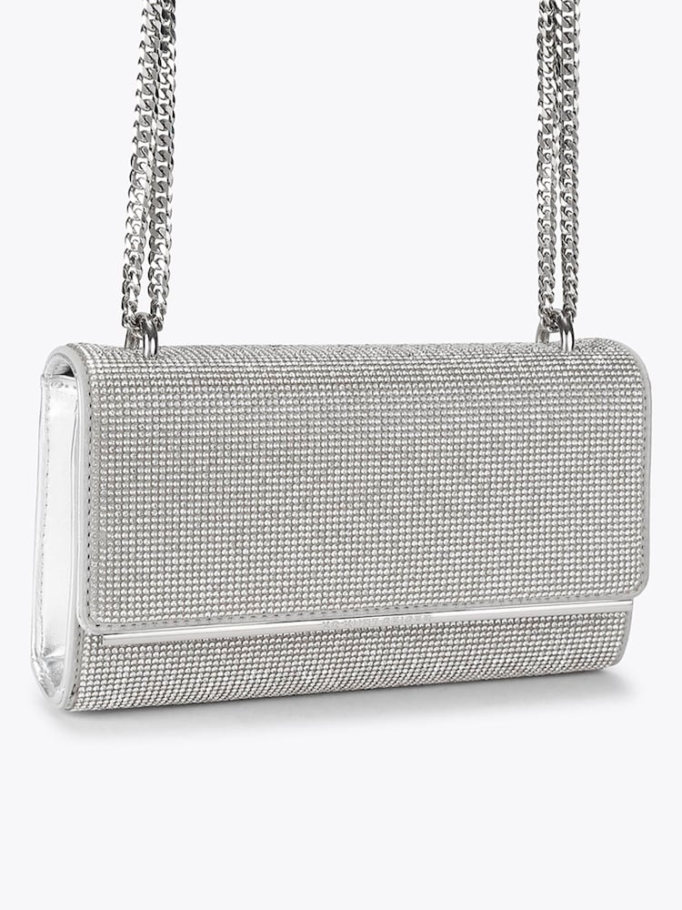 Miss KG Silver Adina Embellished Clutch Bag - Image 2 of 4 Miss KG Silver Adina Embellished Clutch Bag - Image 2 of 4