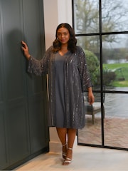 Live Unlimited Curve Grey Beaded Kimono Cover-Up - Image 1 of 7