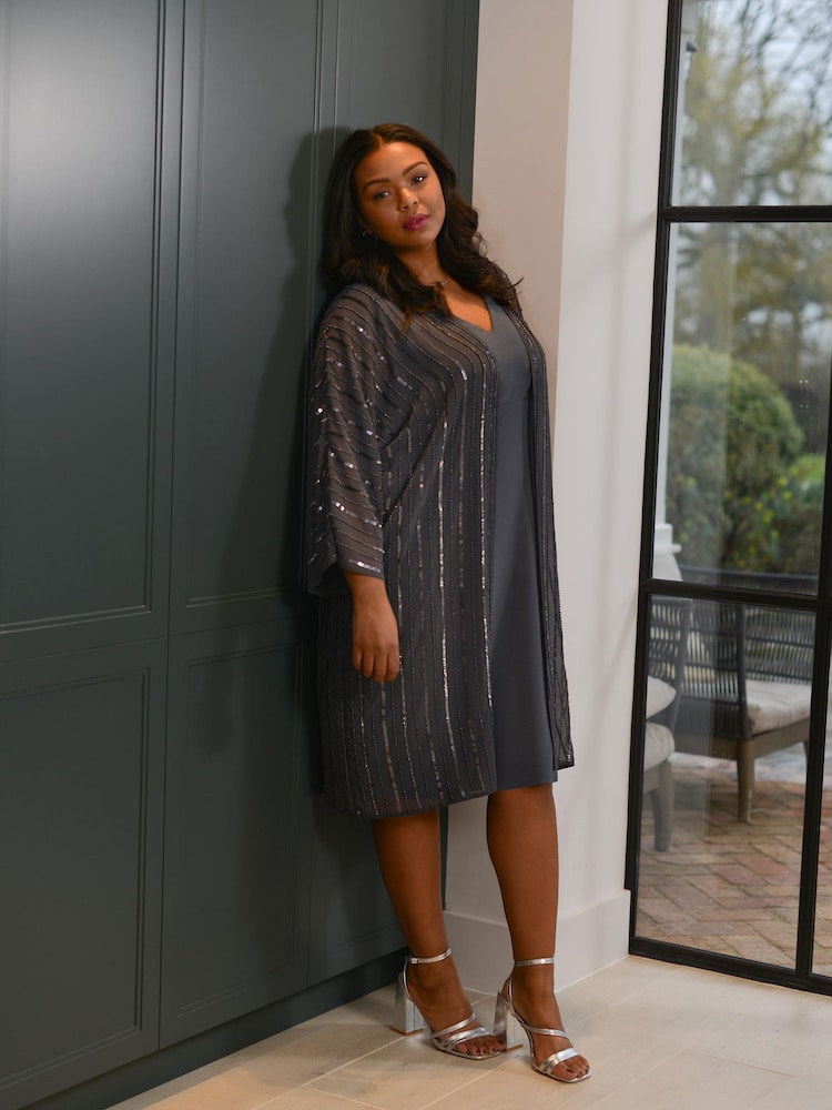 Live Unlimited Curve Grey Beaded Kimono Cover-Up - Image 2 of 7