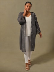 Live Unlimited Curve Grey Beaded Kimono Cover-Up - Image 3 of 7