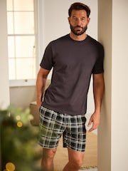 Slate Grey Check Motionflex Cosy Short Pyjamas Set - Image 1 of 11