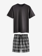 Slate Grey Check Motionflex Cosy Short Pyjamas Set - Image 7 of 11