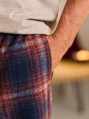 Stone Neutral/Navy Blue Check Cosy Brushed Pyjamas Set - Image 6 of 12