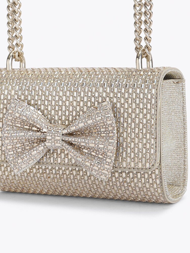Miss KG Gold Tilly Bow Embellished Clutch Bag - Image 4 of 4 Miss KG Gold Tilly Bow Embellished Clutch Bag - Image 4 of 4