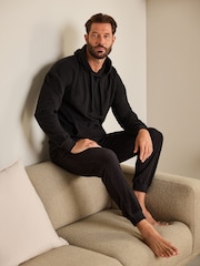 Black Thermal Long Sleeve Pyjamas Hoodie Set - Image 1 of 12