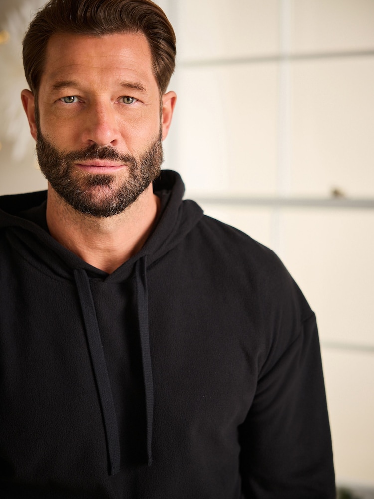 Black Thermal Long Sleeve Pyjamas Hoodie Set - Image 4 of 12