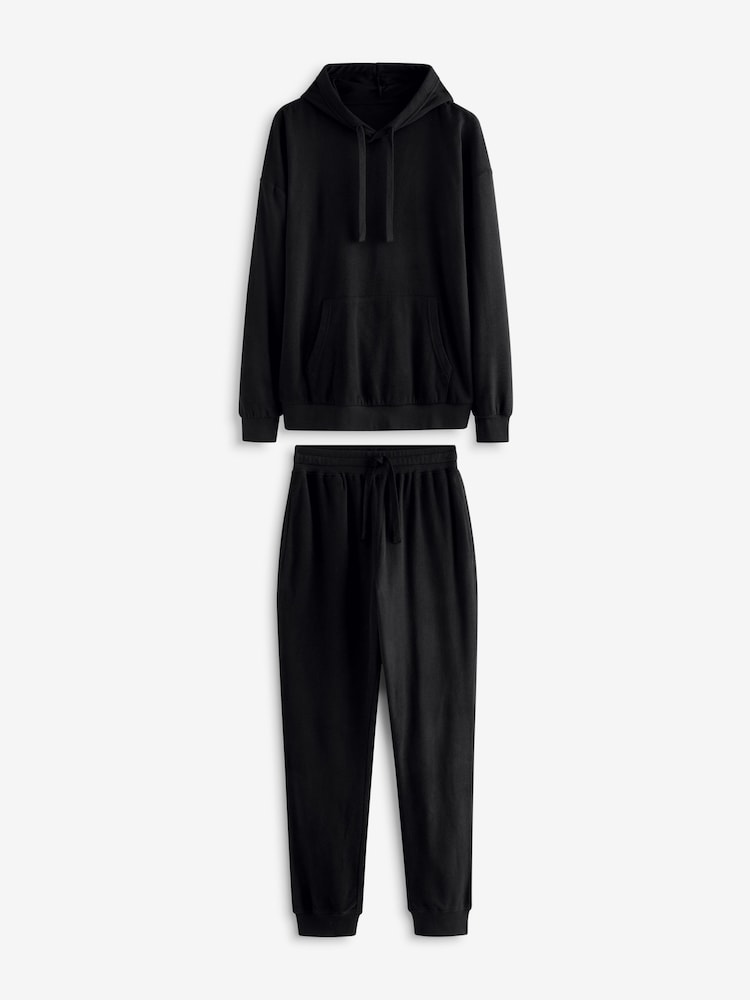 Black Thermal Long Sleeve Pyjamas Hoodie Set - Image 8 of 12