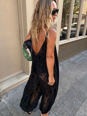 Never Fully Dressed Black Lace Balloon Jumpsuit - Image 2 of 4