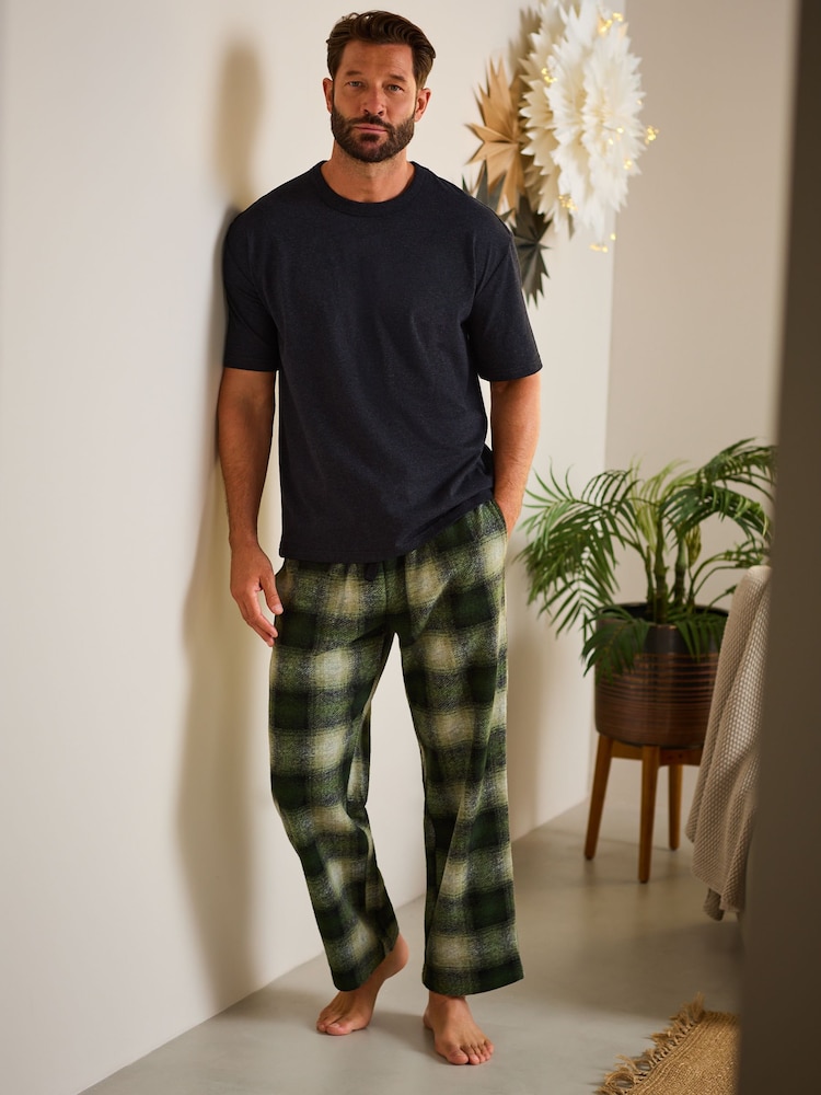 Black/Green Check Cosy Brushed Pyjamas Set - Image 1 of 13