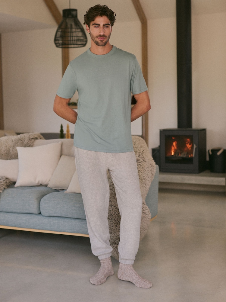 Sage Green/Grey EDIT Textured Modal Blend Pyjama Set - Image 1 of 11