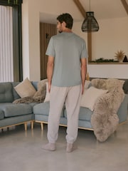 Sage Green/Grey EDIT Textured Modal Blend Pyjama Set - Image 3 of 11
