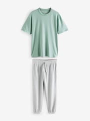 Sage Green/Grey EDIT Textured Modal Blend Pyjama Set - Image 7 of 11