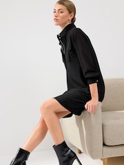 Black Utility Pocket Mini Dress - Image 2 of 6